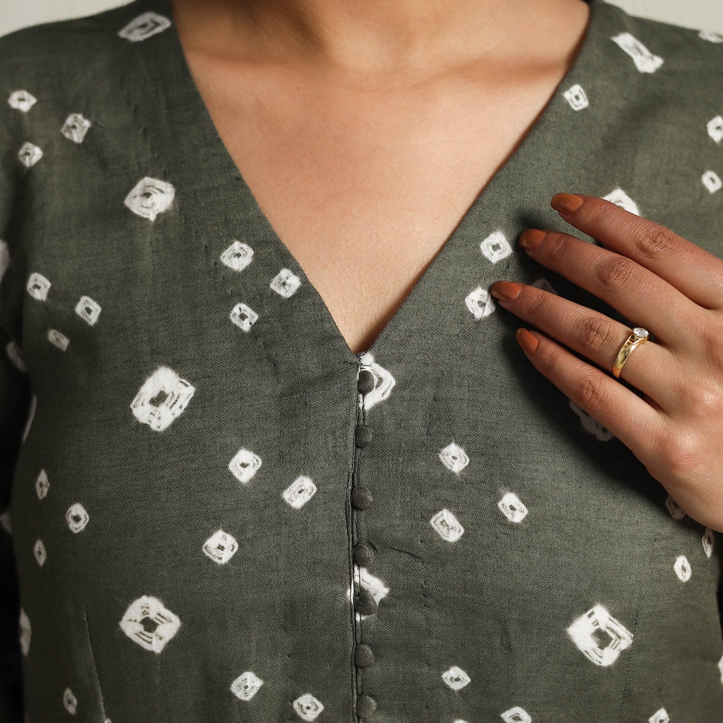  Grey Tie & Dye Cotton Flared Bandhani Dress