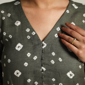  Grey Tie & Dye Cotton Flared Bandhani Dress