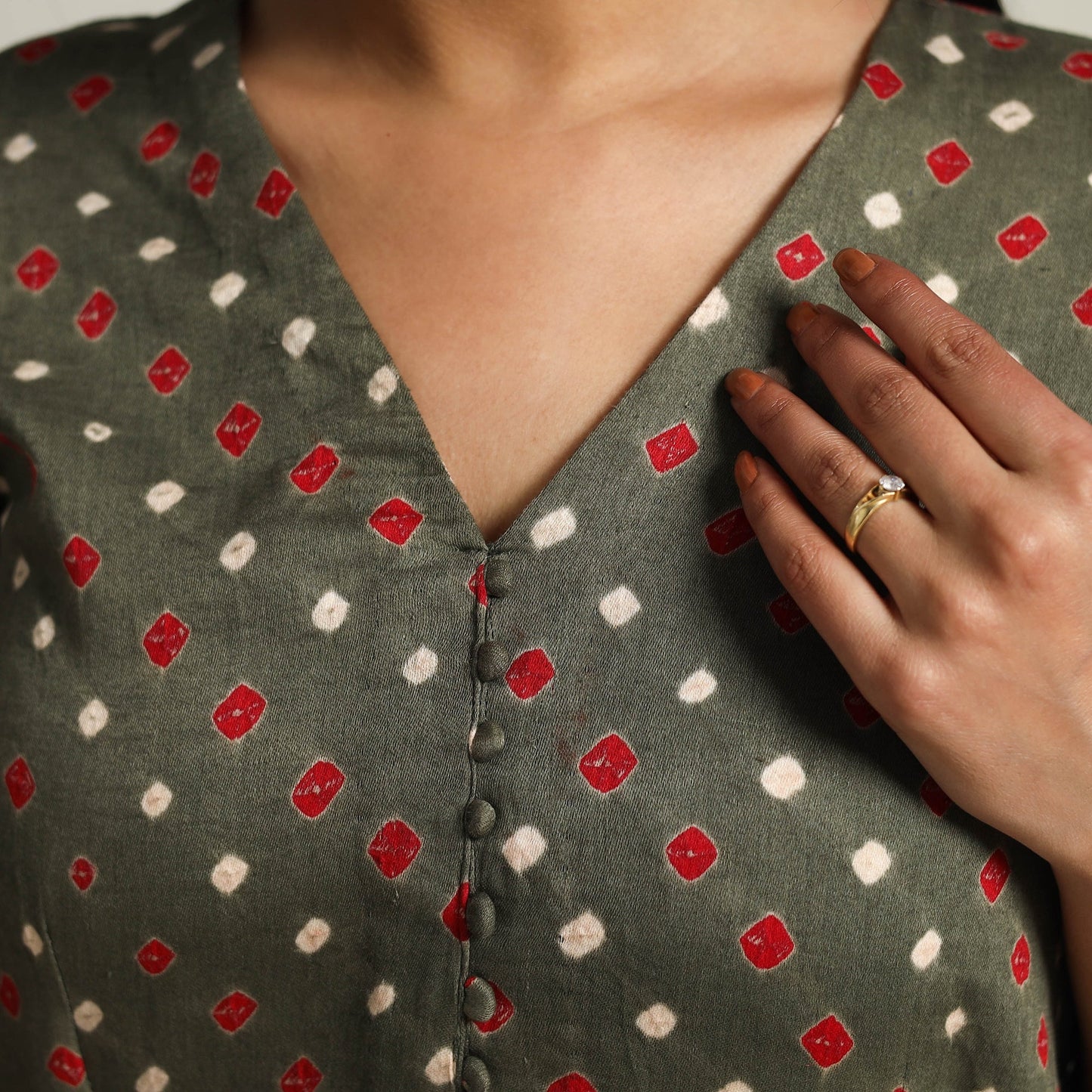 Buy Grey Tie & Dye Cotton Flared Bandhani Dress