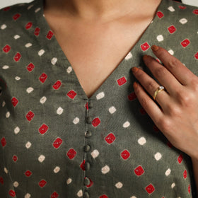 Buy Grey Tie & Dye Cotton Flared Bandhani Dress