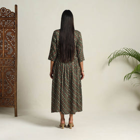 Buy Grey Tie & Dye Cotton Flared Bandhani Dress