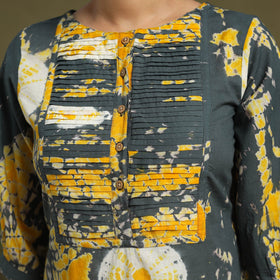 Grey Tie-Dye Cotton Pintuck Shibori Dress