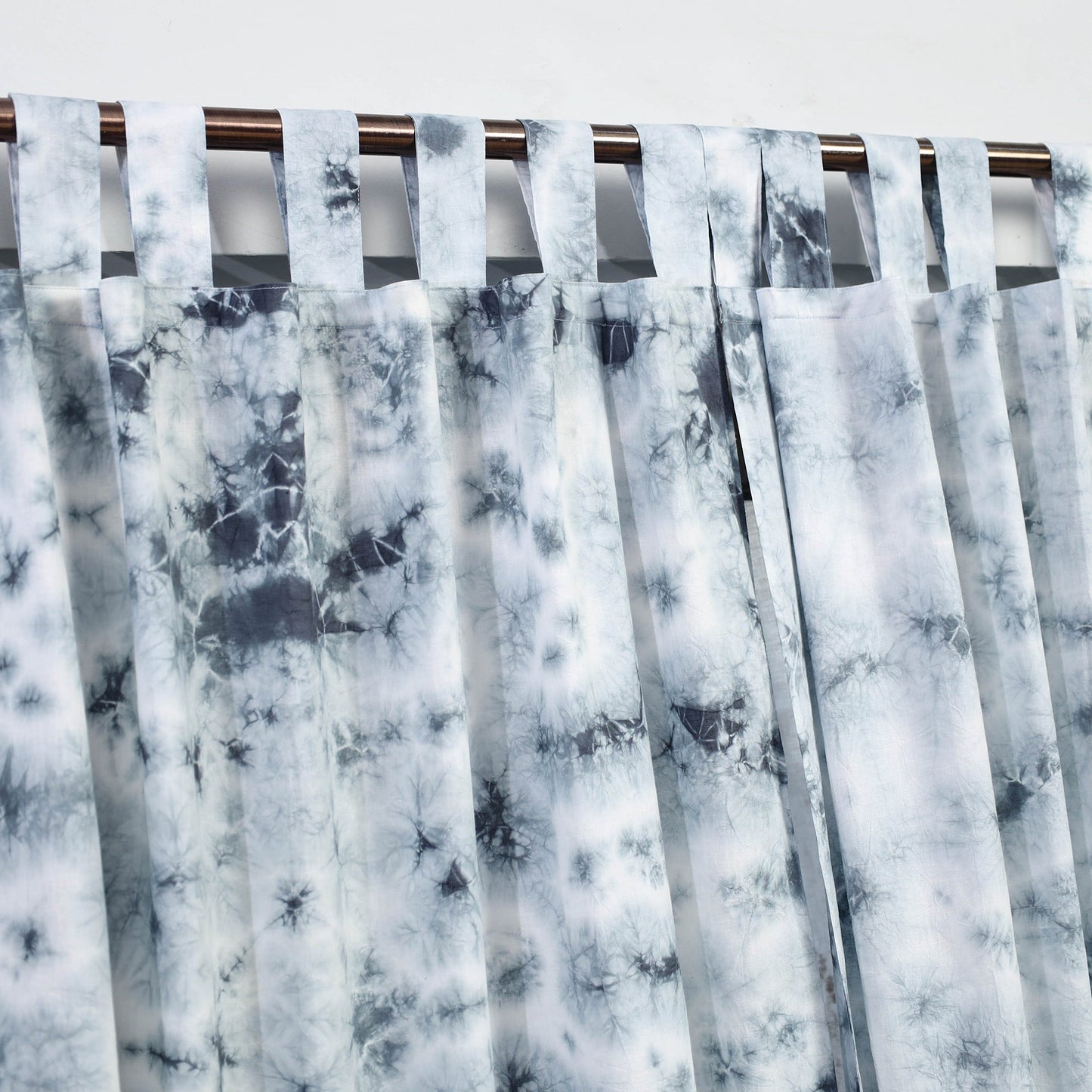 Grey - tie & dye cotton shibori curtain for door (set of 2)
