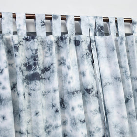 Grey - tie & dye cotton shibori curtain for door (set of 2)