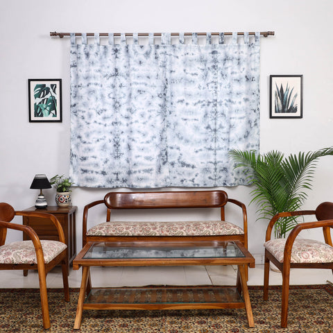 Grey - tie & dye cotton shibori curtain for window (set