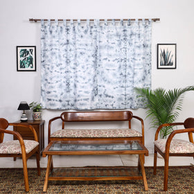 Grey - tie & dye cotton shibori curtain for window (set