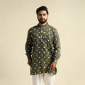  Grey Tie-Dye Cotton Short Bandhani Kurta for Men