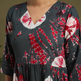 Grey - tie-dye cotton tiered shibori dress 07 - handcrafted