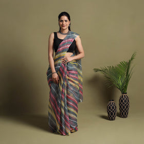 Grey Tie-Dye Kota Doria Cotton Leheriya Saree