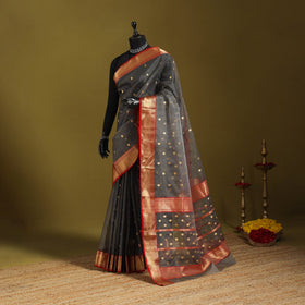 Grey - traditional handloom buti katan chanderi silk saree