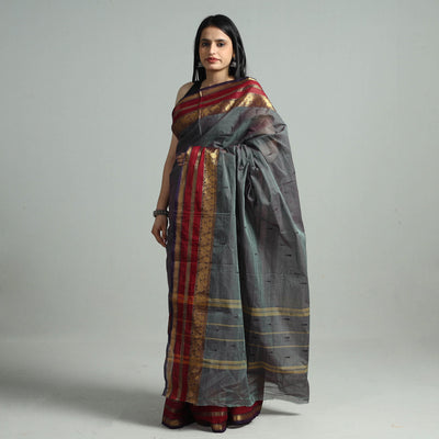 Traditional Kanchipuram Cotton Saree with Zari Border 