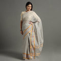  Traditional Venkatagiri Handloom Cotton Stripe Saree with Thread & Zari Buti 36 