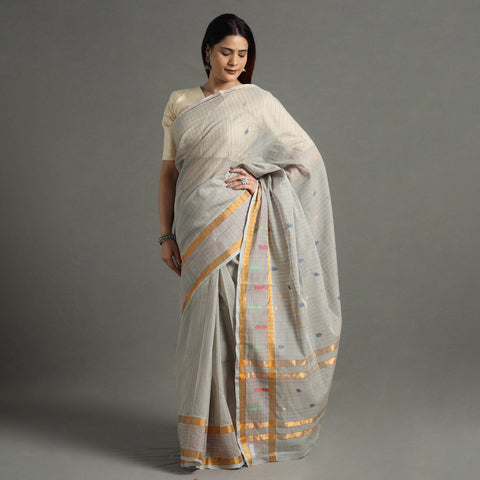  Traditional Venkatagiri Handloom Cotton Stripe Saree with Thread & Zari Buti 36 