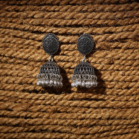 Grey - trisha handcrafted gs beaded jhumki earrings