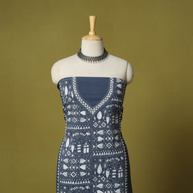 Grey - unstitched cotton bengal kantha handwork kurta