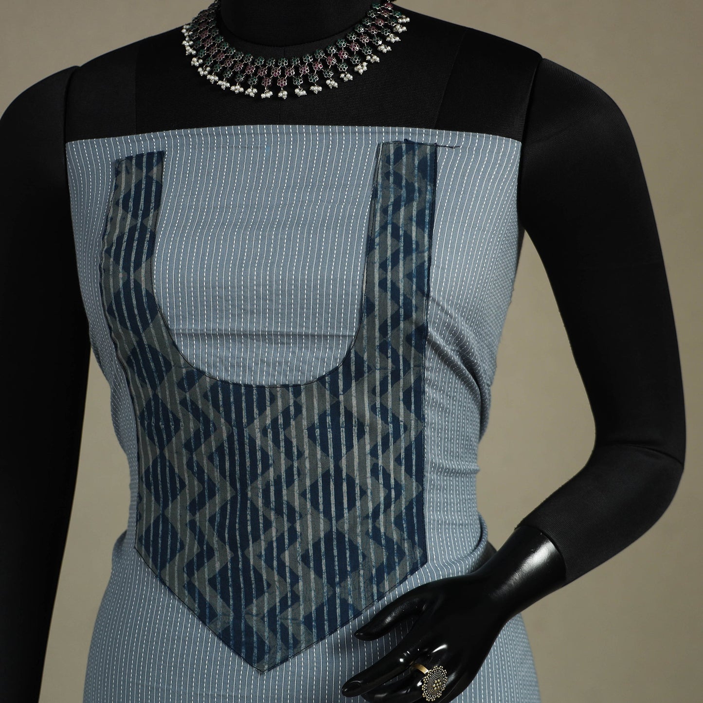 Grey Unstitched Plain Cotton Kurta Material