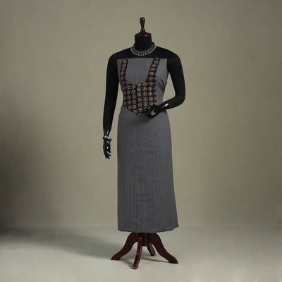 Grey Unstitched Plain Cotton Kurta Material