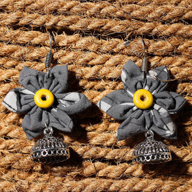 Grey - vedika handcrafted gs fabart phool kali earrings