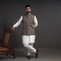 Grey Vidarbha Tussar x Katia Silk Handloom Nehru Jacket 