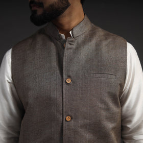 Grey Vidarbha Tussar x Katia Silk Handloom Nehru Jacket 