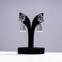  Antique Silver Finish Oxidised Brass Base Jhumki Earrings 