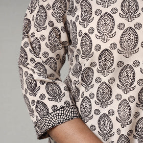 Grey - white & black bagh block printing cotton long kurta