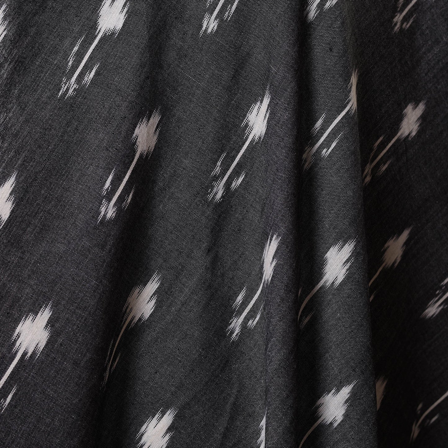 Grey with white butta cotton pochampally ikat fabric 06