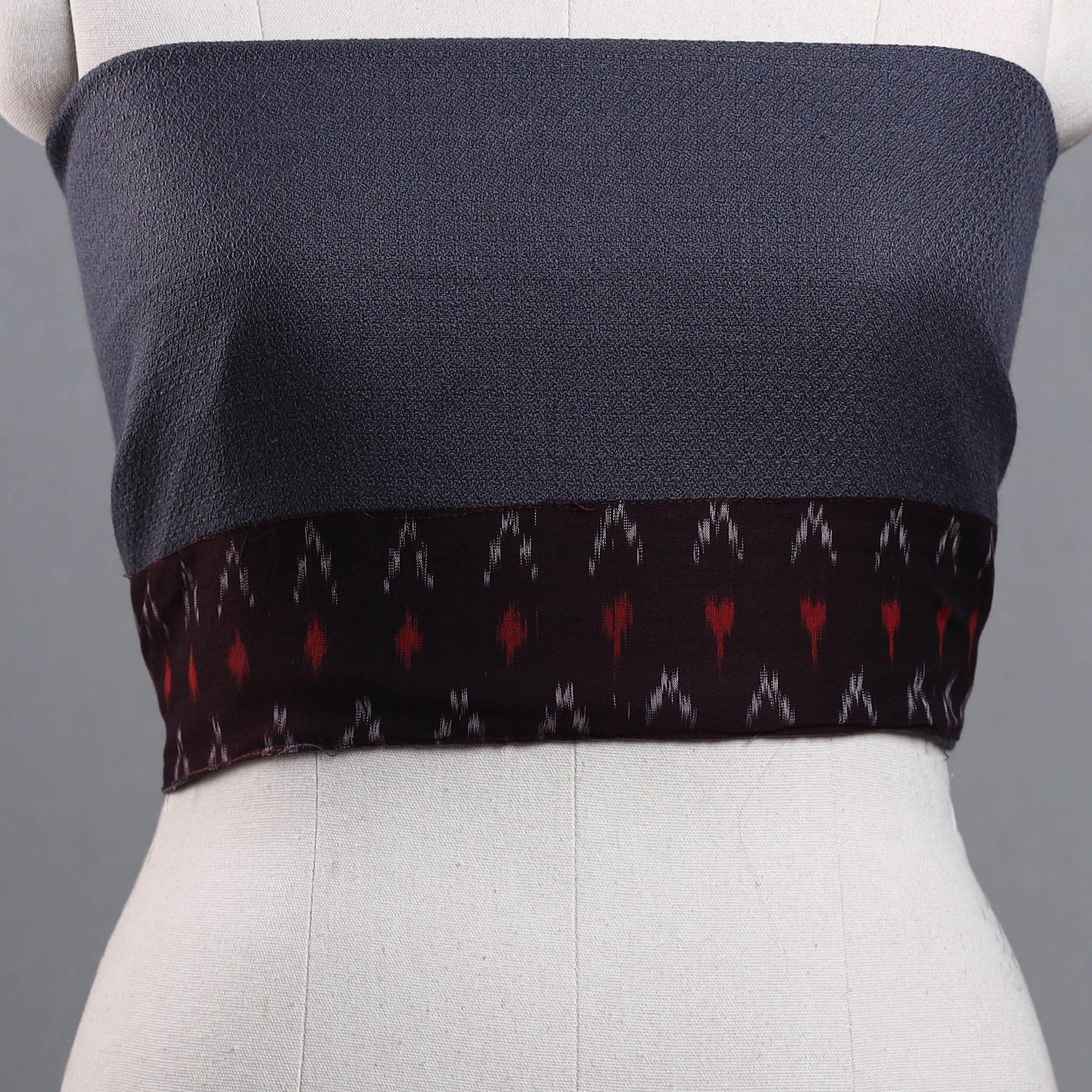 Grey - woollen plain blouse piece 75 - handcrafted