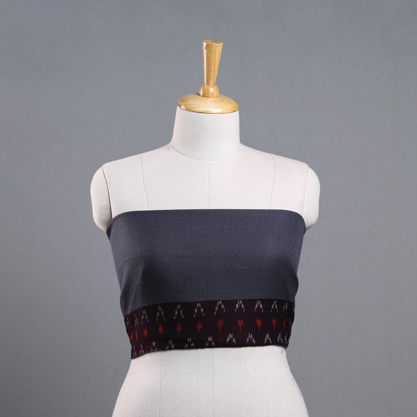 Grey - woollen plain blouse piece 75 - handcrafted