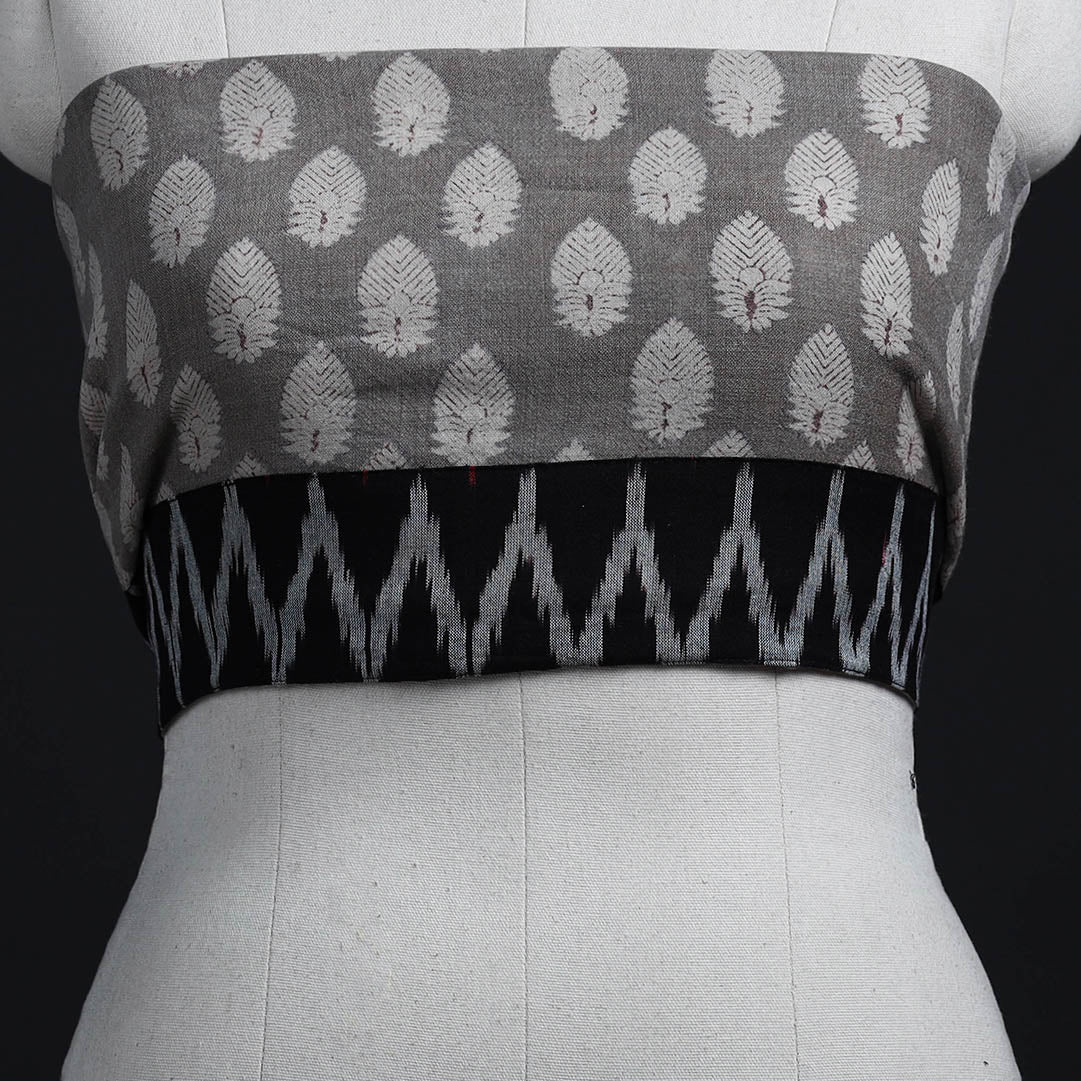 Grey - woollen sanganeri blouse piece 73 - handcrafted