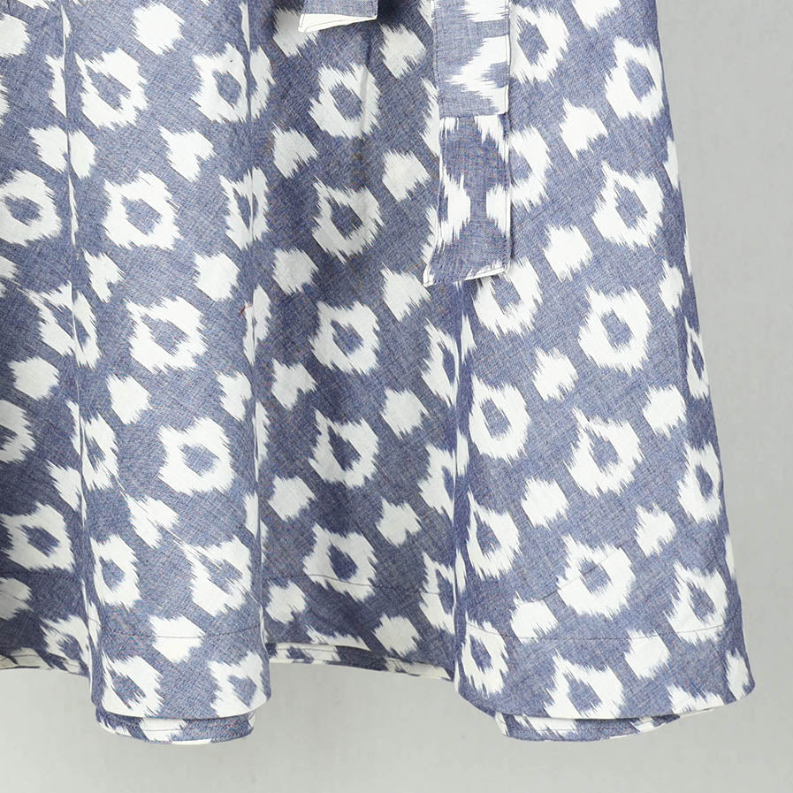 Grey Wrap Around Cotton Pochampally Ikat Skirt