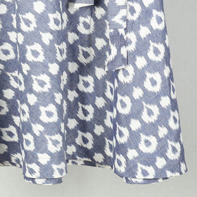 Grey Wrap Around Cotton Pochampally Ikat Skirt