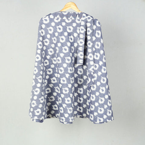 Grey Wrap Around Cotton Pochampally Ikat Skirt