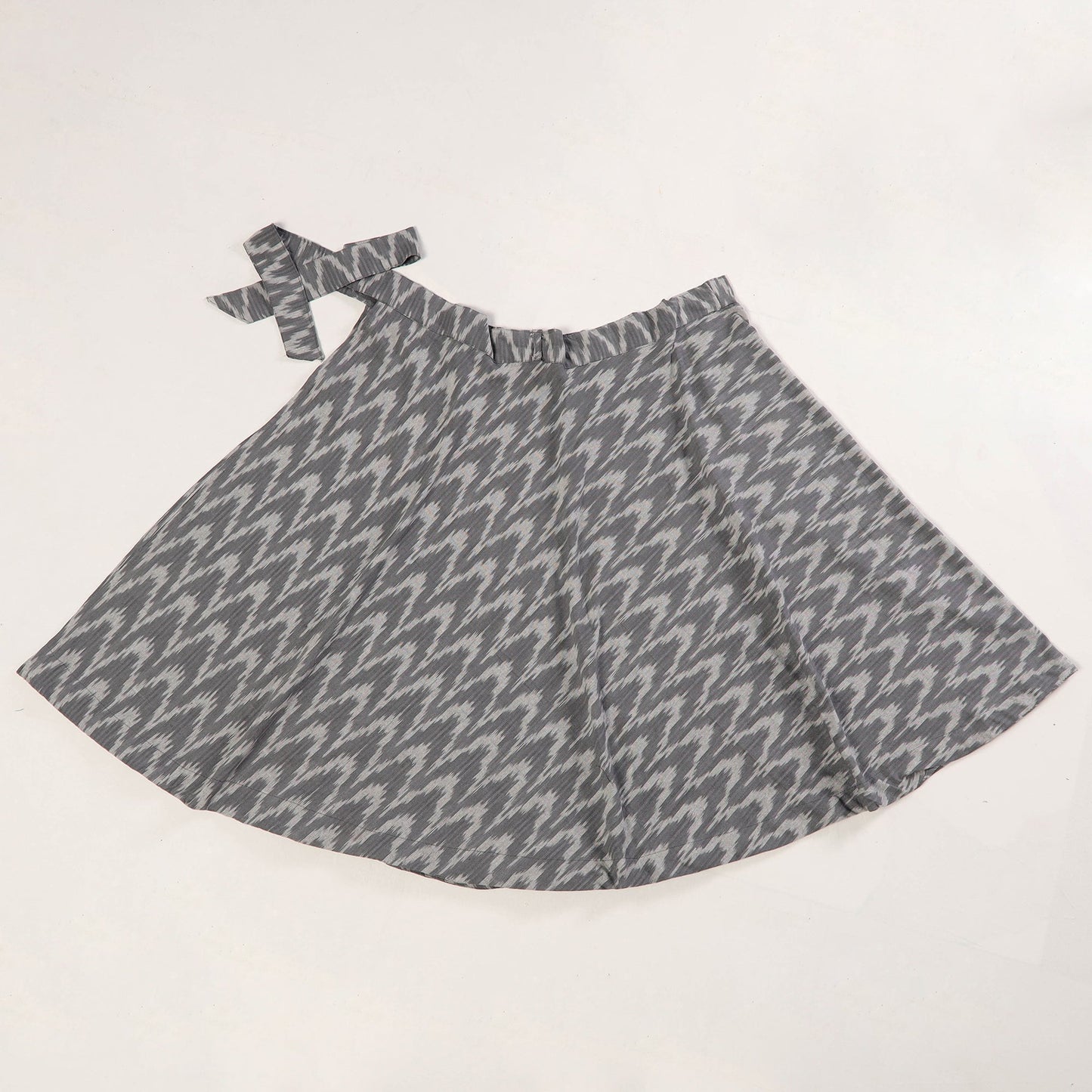 Grey Wrap Around Cotton Pochampally Ikat Skirt