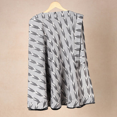 Grey Wrap Around Cotton Pochampally Ikat Skirt