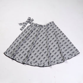 Grey Wrap Around Cotton Pochampally Ikat Skirt