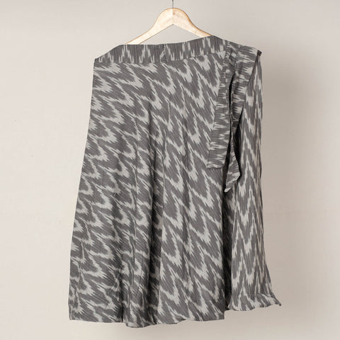 Grey Wrap Around Cotton Pochampally Ikat Skirt