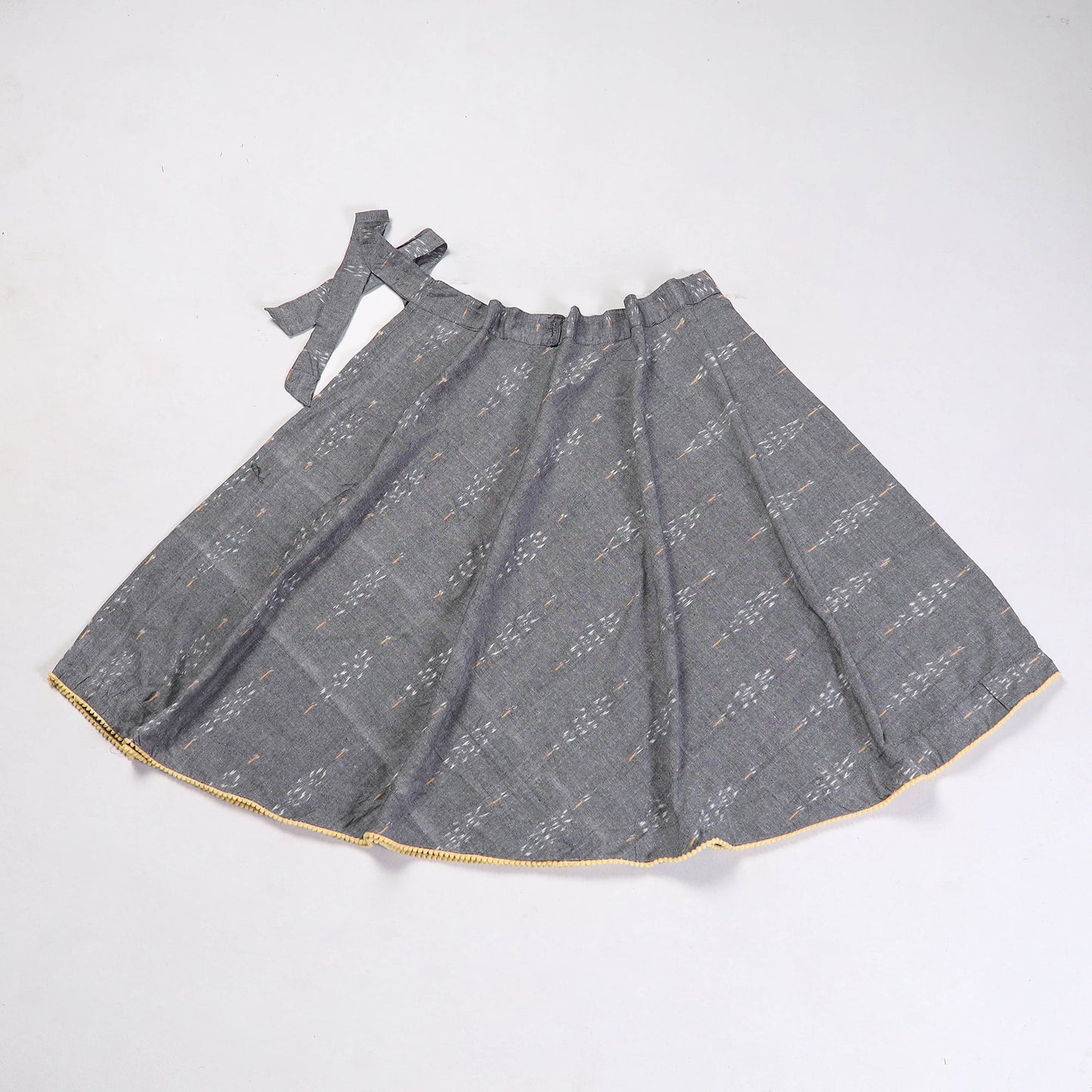 Grey Wrap Around Cotton Pochampally Ikat Skirt