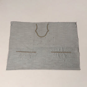 Grey - zardozi hand embroidery slub silk plain blouse piece