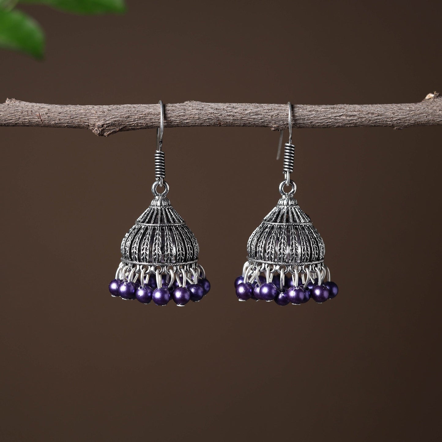 Buy Elegant Beadwork German Silver Earrings Online in India