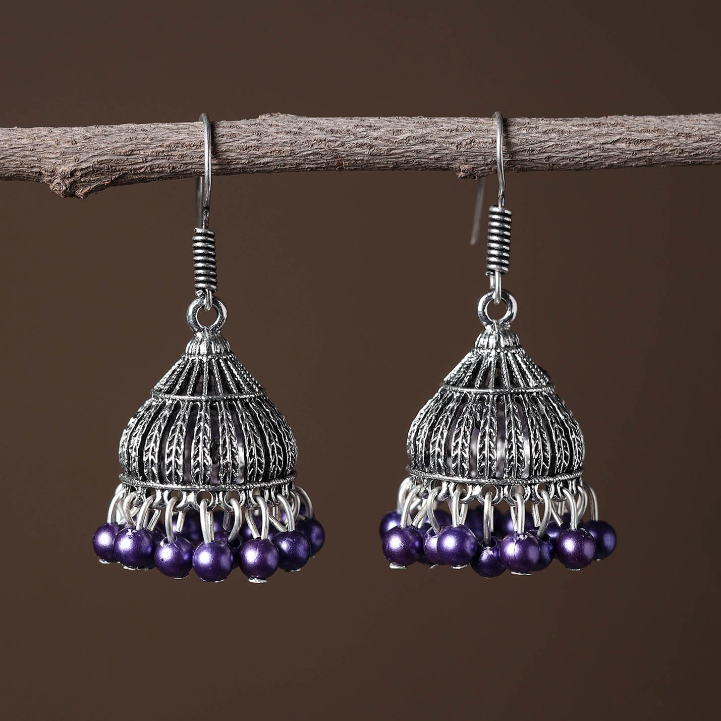 Buy Elegant Beadwork German Silver Earrings Online in India
