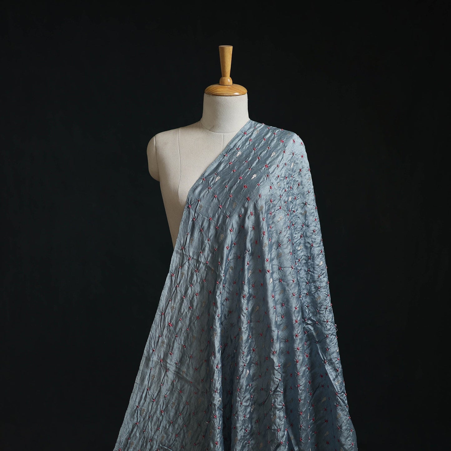 Zari buti silk tie-dye bandhani fabric 10 - handcrafted