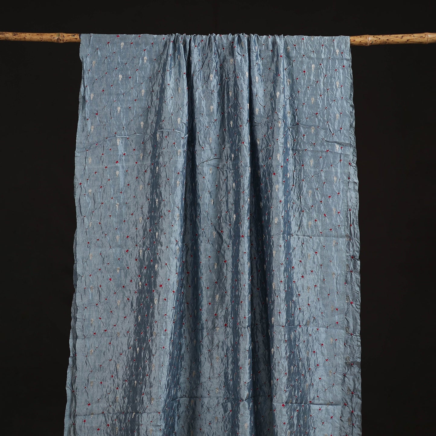 Zari buti silk tie-dye bandhani fabric 10 - handcrafted
