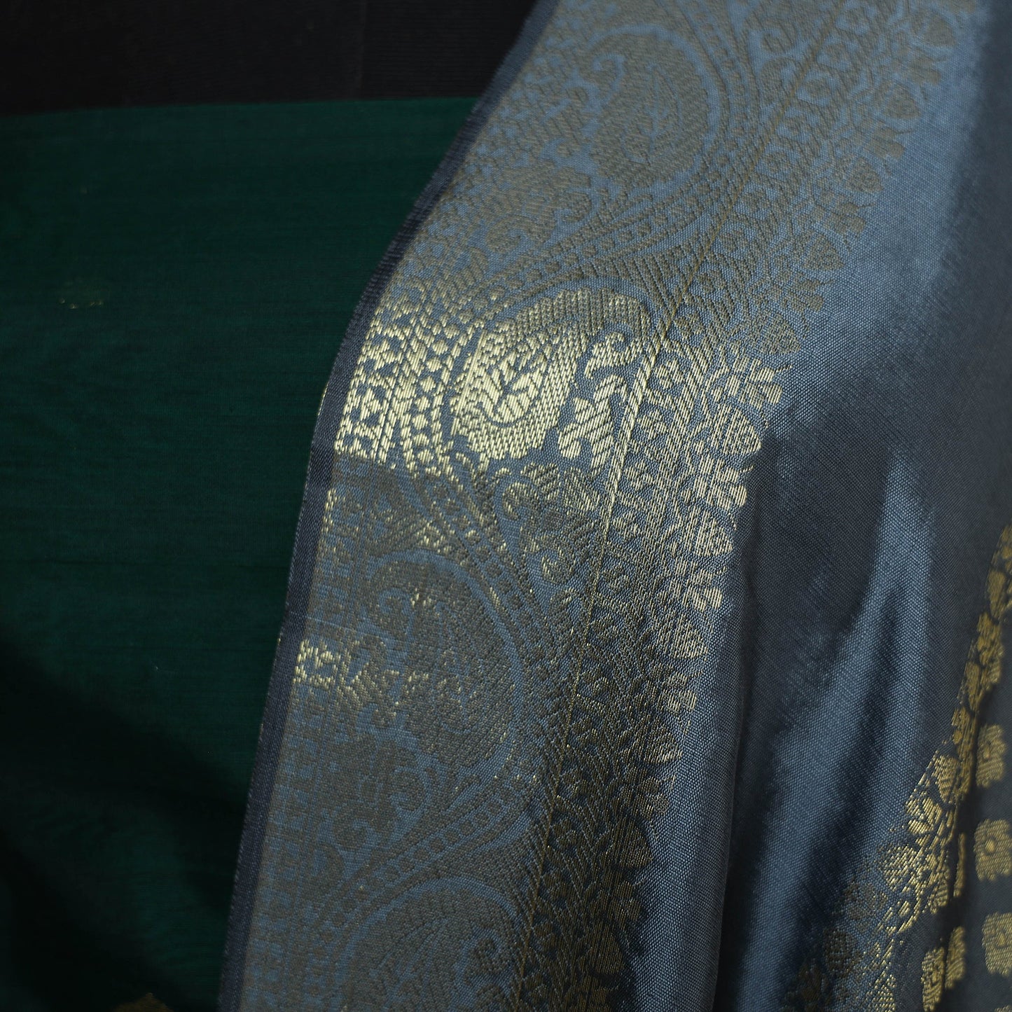 Grey - zari work banarasi silk dupatta 21 - handcrafted