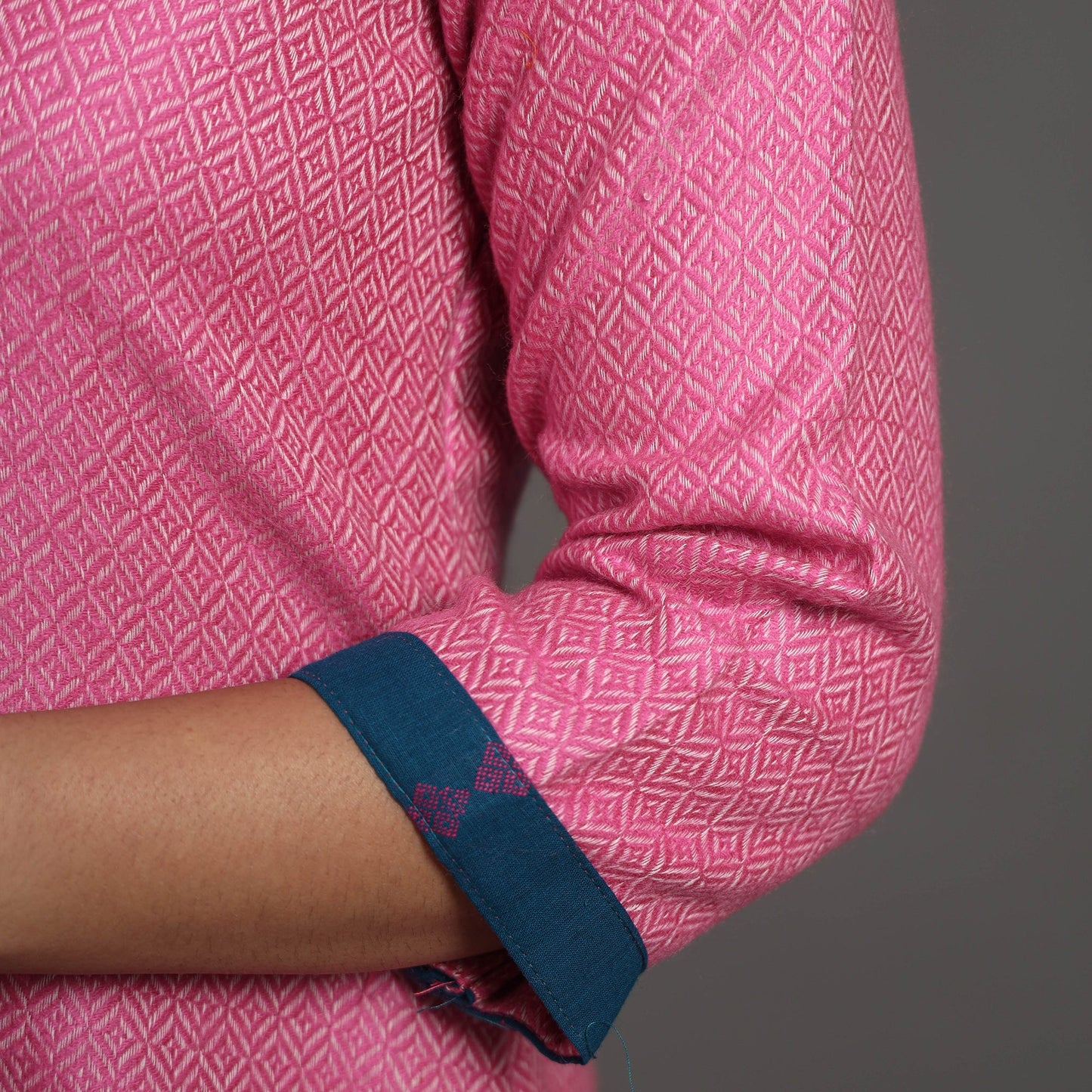 Gulnaaz pink merino woolen kurta - handcrafted