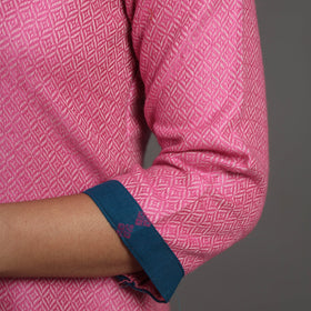 Gulnaaz pink merino woolen kurta - handcrafted