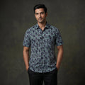 Half sleeve cotton men hand block batik print shirt 14