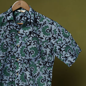 Half sleeve cotton men hand block batik print shirt 15