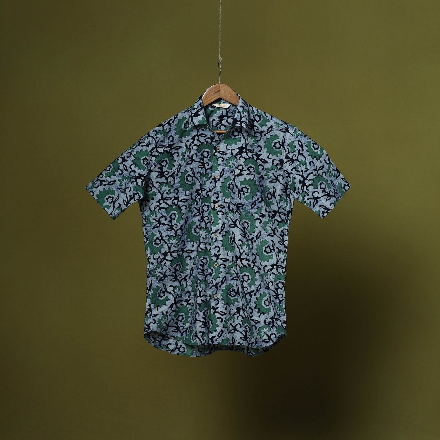 Half sleeve cotton men hand block batik print shirt 15