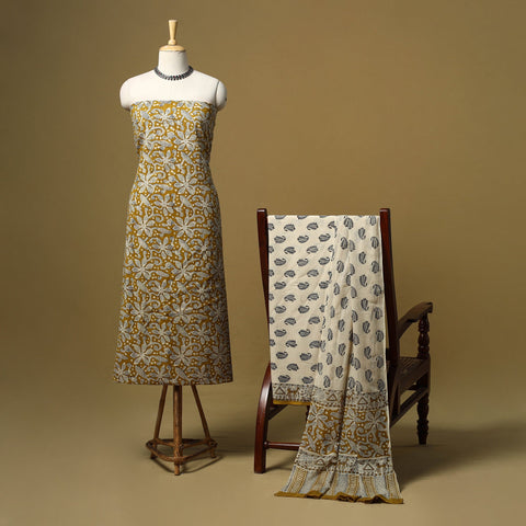 Hand bagru cotton 3pc unstitched dress material 23